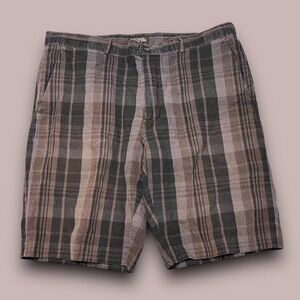 Michael Michael Kors Brown Plaid Bermuda Shorts Sz 36 Mcbling Cybergrunge Linen
